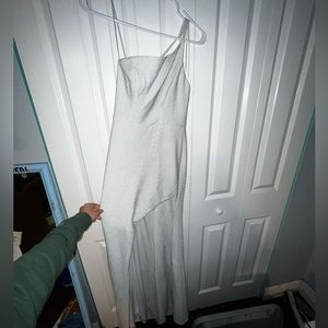 Crystal Doll size 3/4 silver one shoulder prom dress